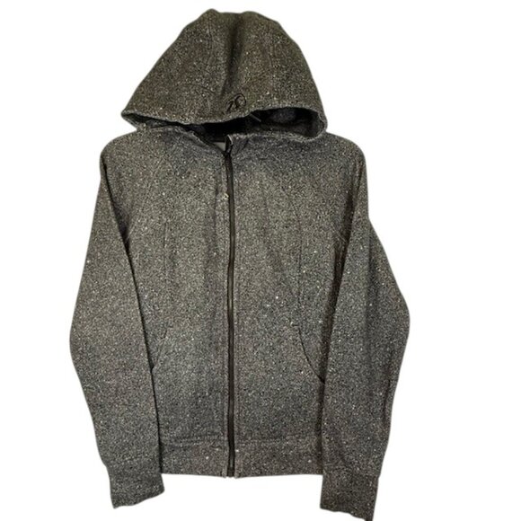 Lululemon Black, Gray & White Heathered Scuba Hoodie Jacket- Womens Size 10 - Picture 1 of 12